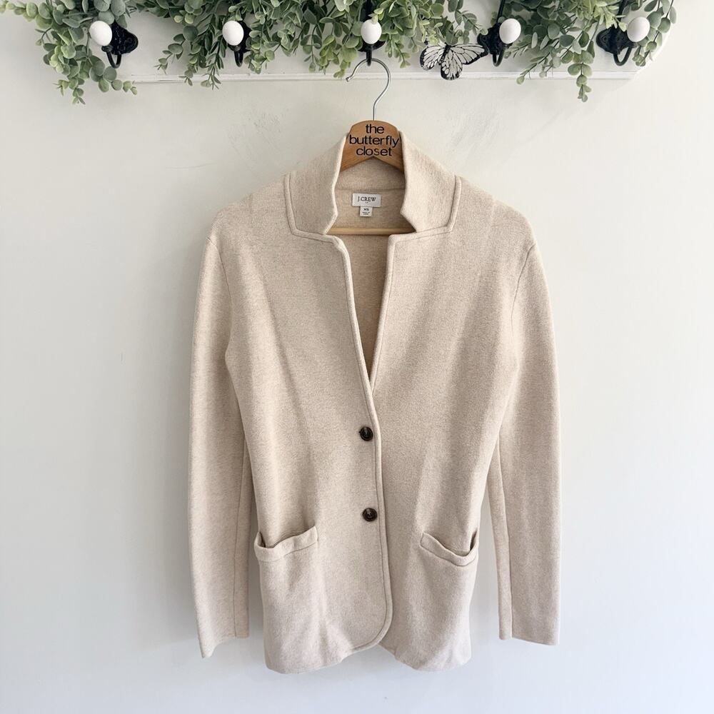 J.Crew Women’s cream Long Sleeve Sweater Blazer Size XS P815 oversized - Picture 3 of 6